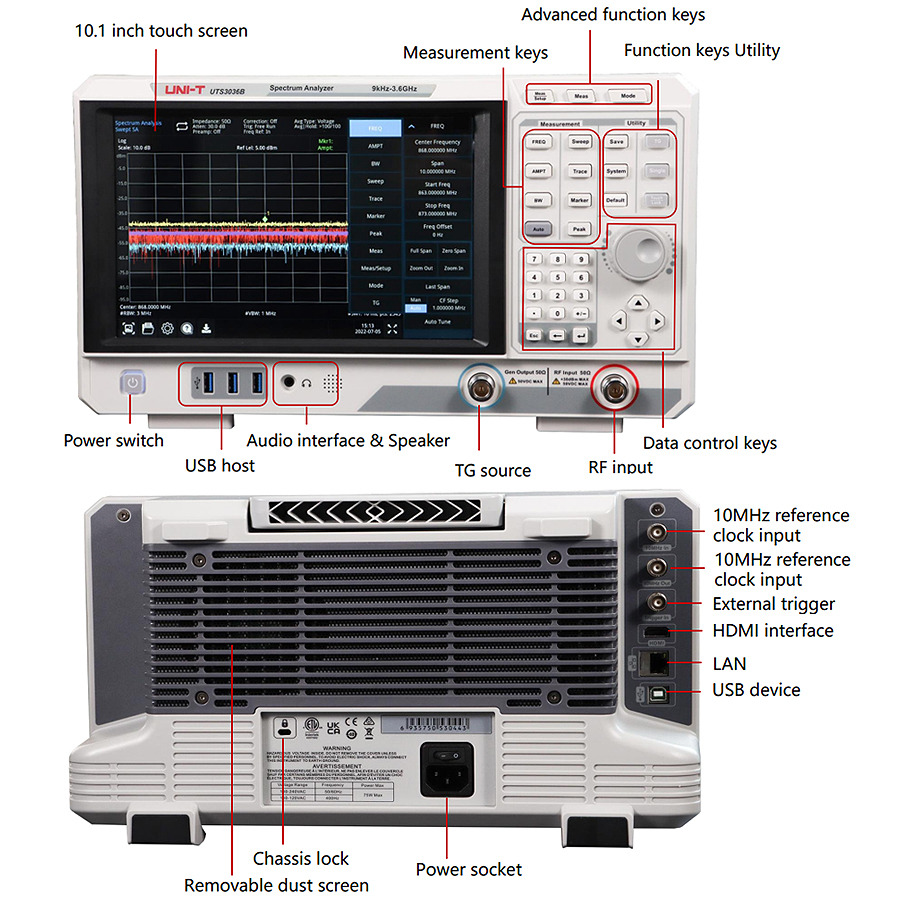 TestEquity: UNI-T UTS3036B Spectrum Analyzer, 3.6GHz-9kHz, Preamp